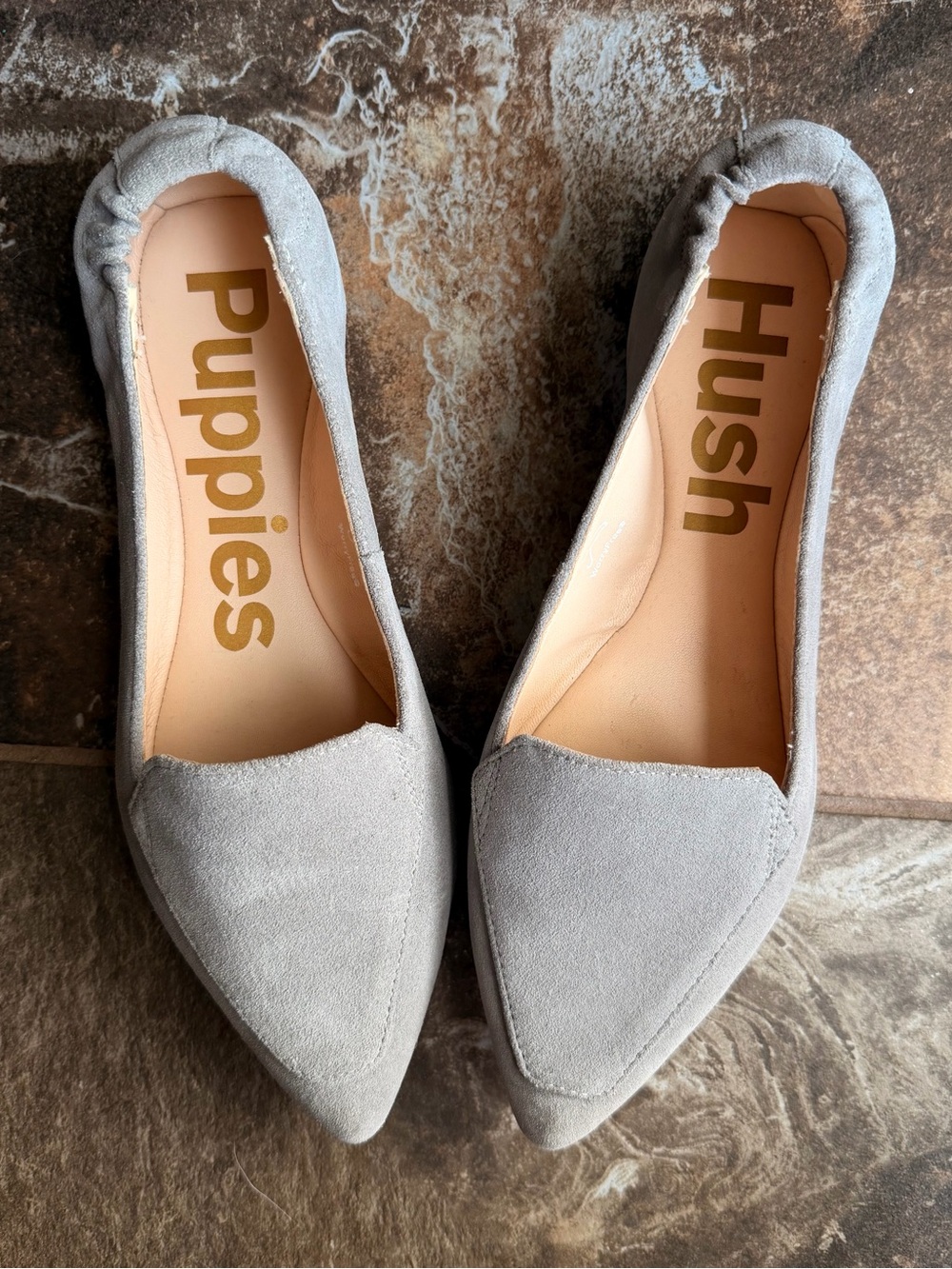 Hush Puppies Women's Pointed Suede Ballet Flats - Light Gray